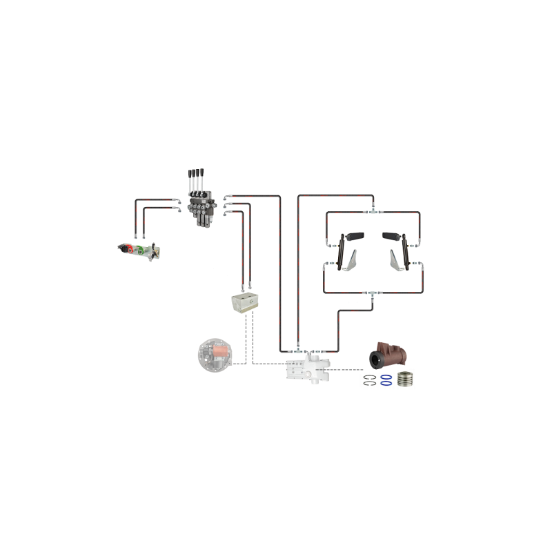 Hidraulikos C-360 4 sek. skirstytuvo adapterio pavaros ir kėlimo cilindras