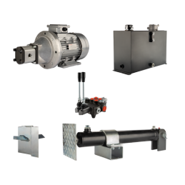 Malkų skaldytuvo hidraulika. Skaldymo galia: 5 tonos. Skaldymo ciklo laikas: 18–21 sekundė. Pavara, siurblys, variklis, 45 litrų