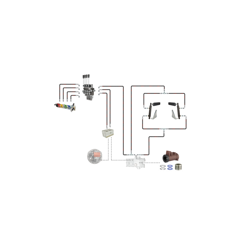 Hidraulikos C-360 4 sek. skirstytuvo adapterio pavaros ir kėlimo cilindras