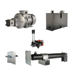 Malkų skaldytuvo hidraulika. Skaldymo galia: 5 tonos. Skaldymo ciklo laikas: 11–14 sekundžių. Pavara, siurblys, variklis, 45 lit