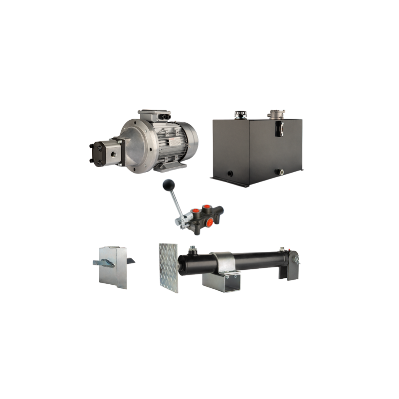 Malkų skaldytuvo hidraulika: skaldymo galia: 7 tonos, skaldymo ciklo laikas: 11–14 sekundžių. Pavara, siurblys, variklis, 75 lit