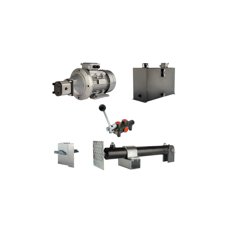 Malkų skaldytuvo hidraulika: skaldymo galia: 9 tonos, skaldymo ciklo laikas: 11–14 sekundžių. Pavara, siurblys, variklis, 45 lit