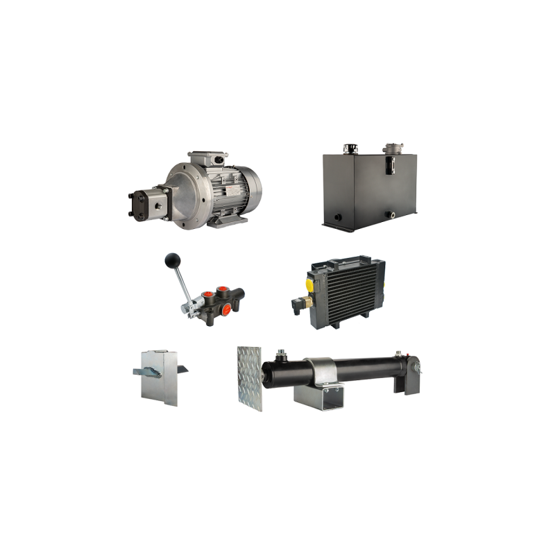 Malkų skaldytuvo hidraulika: skaldymo galia: 6 tonos, skaldymo ciklo laikas: 14–17 sekundžių. Pavara, siurblys, variklis, 45 lit