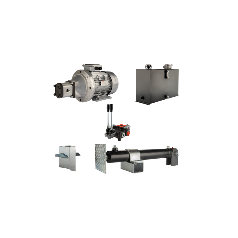 Malkų skaldytuvo hidraulika: skaldymo galia: 7 tonos, skaldymo ciklo laikas: 11–14 sekundžių. Pavara, siurblys, variklis, 45 lit