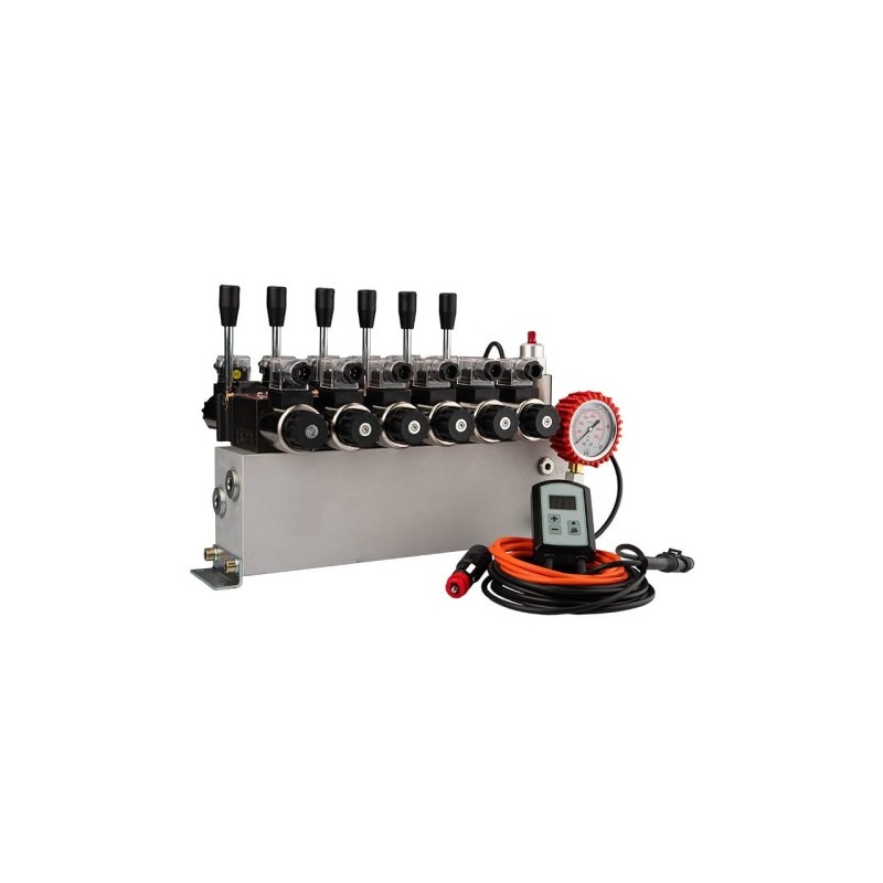 sekcijų 12 V hidraulinis skirstytuvo blokas, tipas Cetop 3 NG6, su proporcinio srauto reguliatoriumi, komplektuojamas su ARPWM p