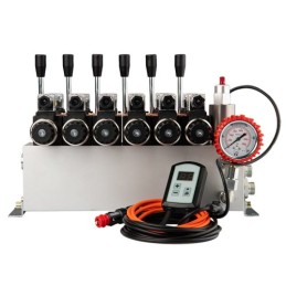 sekcijų 12 V hidraulinis skirstytuvo blokas, tipas Cetop 3 NG6, su proporcinio srauto reguliatoriumi, komplektuojamas su ARPWM p