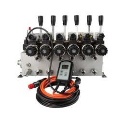 sekcijų 12 V hidraulinis skirstytuvo blokas, tipas Cetop 3 NG6, su proporcinio srauto reguliatoriumi, komplektuojamas su ARPWM p
