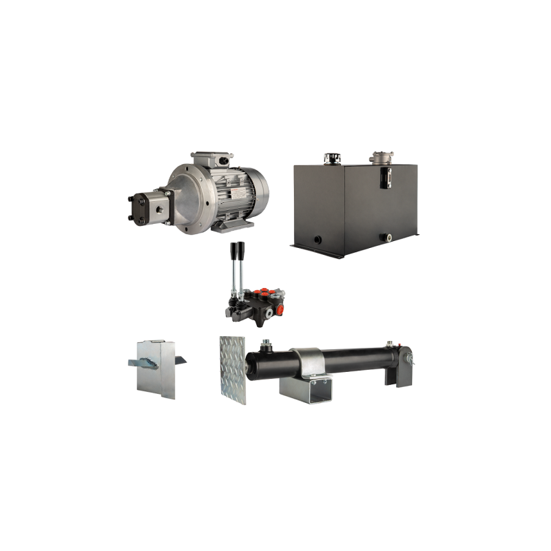 Malkų skaldytuvo hidraulika: skaldymo galia: 7 tonos, skaldymo ciklo laikas: 18–21 sekundė. Pavara, siurblys, variklis, 75 litrų