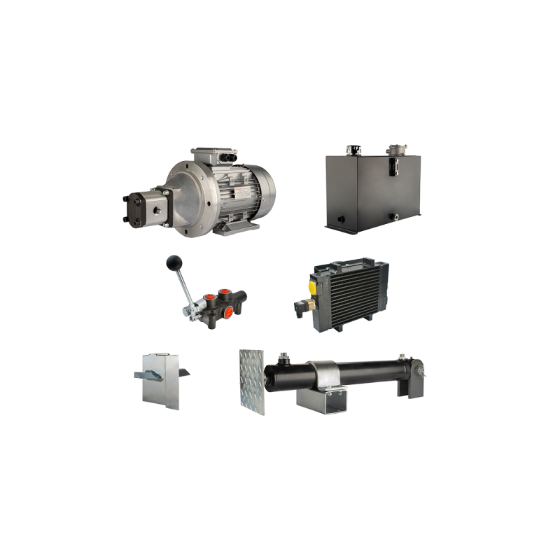 Malkų skaldytuvo hidraulika: skaldymo galia: 7 tonos, skaldymo ciklo laikas: 11–14 sekundžių. Pavara, siurblys, variklis, 45 lit