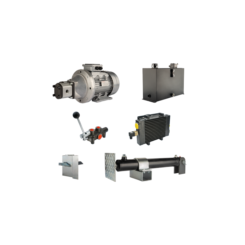 Malkų skaldytuvo hidraulika: skaldymo galia: 6 tonos, skaldymo ciklo laikas: 9–12 sekundžių. Pavara, siurblys, variklis, 45 litr