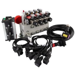 sekcijų 12 V hidraulinis skirstytuvo blokas, tipas Cetop 3 NG6, su proporciniu srauto reguliatoriumi, komplektuojamas su „Salvar