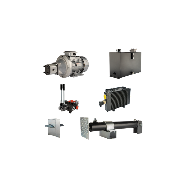 Malkų skaldytuvo hidraulika: skaldymo galia: 5 tonos, skaldymo ciklo laikas: 18–21 sekundė. Pavara, siurblys, variklis, 45 litrų