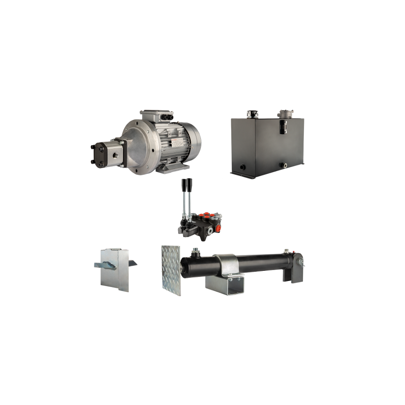 Malkų skaldytuvo hidraulika. Skaldymo galia: 10 tonų. Skaldymo ciklo laikas: 14–17 sekundžių. Pavara, siurblys, variklis, 45 lit