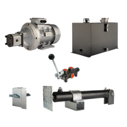 Malkų skaldytuvo hidraulika. Skaldymo galia: 12 tonų. Skaldymo ciklo laikas: 14–17 sekundžių. Pavara, siurblys, variklis, 75 lit