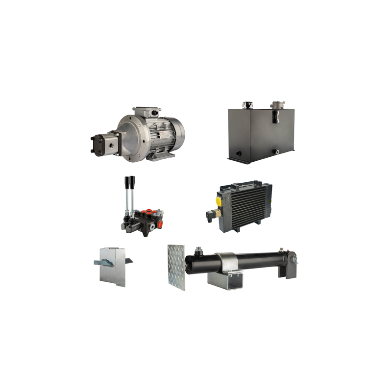 Malkų skaldytuvo hidraulika: skaldymo galia: 5 tonos, skaldymo ciklo laikas: 11–14 sekundžių. Pavara, siurblys, variklis, 45 lit