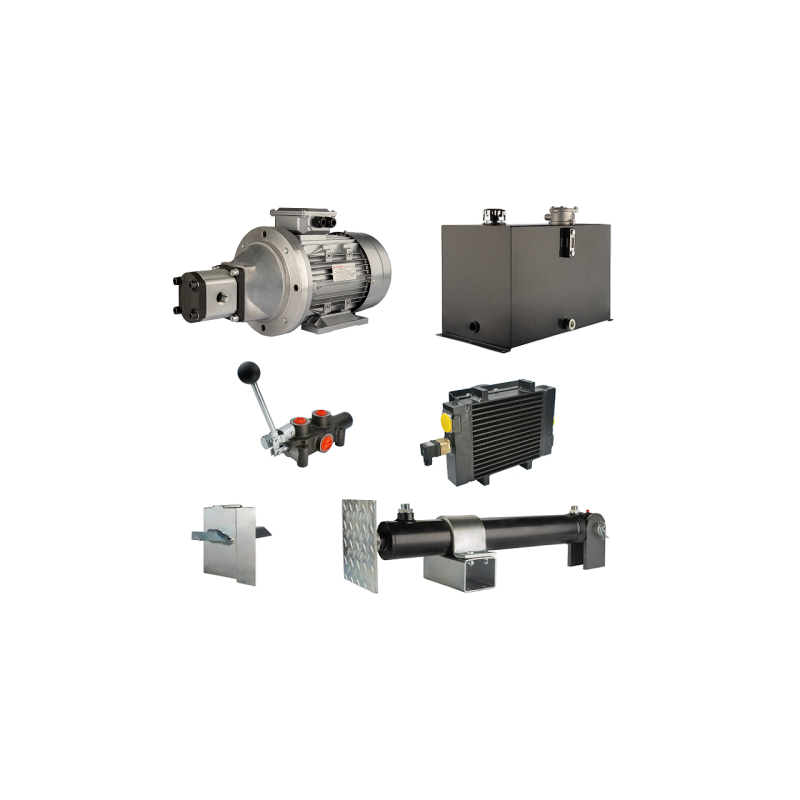 Malkų skaldytuvo hidraulika: skaldymo galia: 8 tonos, skaldymo ciklo laikas: 14–17 sekundžių. Pavara, siurblys, variklis, 75 lit