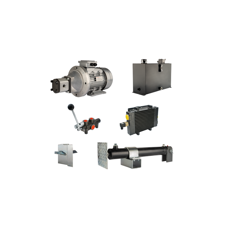 Malkų skaldytuvo hidraulika: skaldymo galia: 8 tonos, skaldymo ciklo laikas: 9–12 sekundžių. Pavara, siurblys, variklis, 45 litr