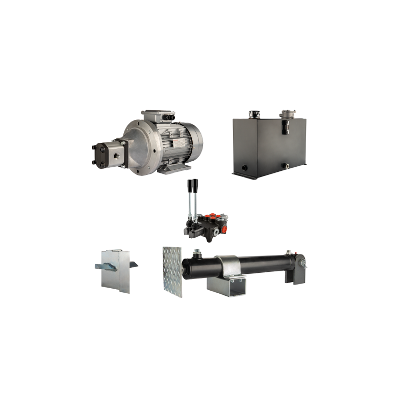 Malkų skaldytuvo hidraulika. Skaldymo galia: 12 tonų. Skaldymo ciklo laikas: 11–14 sekundžių. Pavara, siurblys, variklis, 45 lit