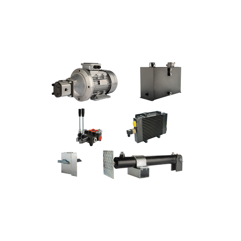 Malkų skaldytuvo hidraulika: skaldymo galia: 6 tonos, skaldymo ciklo laikas: 9–12 sekundžių. Pavara, siurblys, variklis, 45 litr