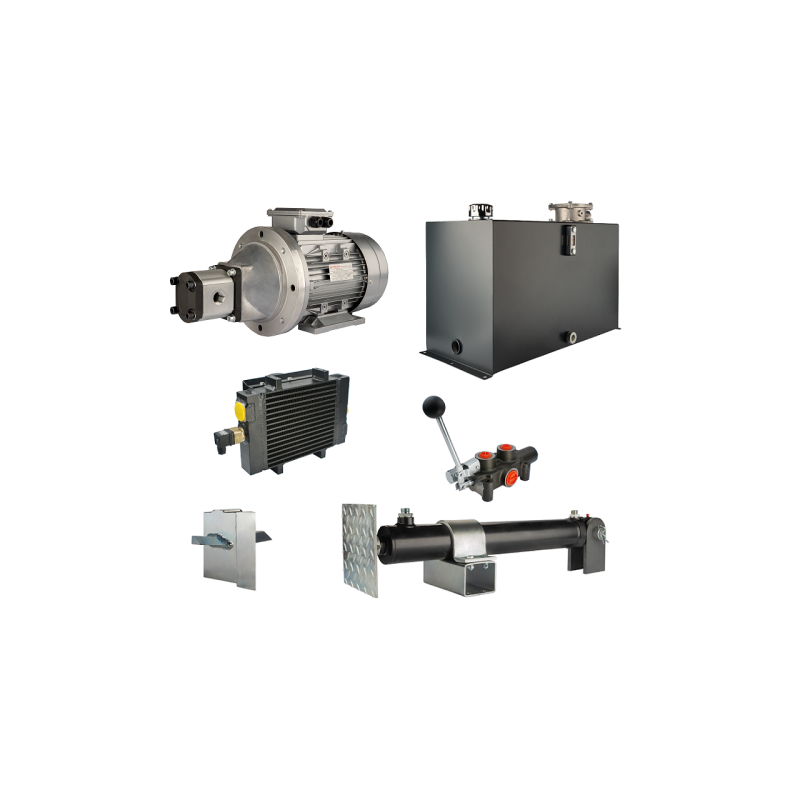 Malkų skaldytuvo hidraulika: skaldymo galia: 6 tonos, skaldymo ciklo laikas: 9–12 sekundžių. Pavara, siurblys, variklis, 100 lit