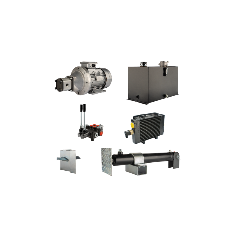 Malkų skaldytuvo hidraulika: skaldymo galia: 5 tonos, skaldymo ciklo laikas: 18–21 sekundė. Pavara, siurblys, variklis, 75 litrų