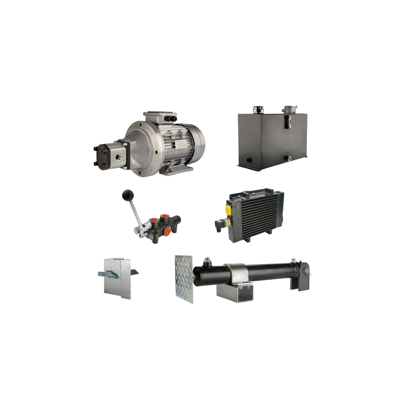 Malkų skaldytuvo hidraulika. Skaldymo galia: 12 tonų. Skaldymo ciklo laikas: 14–17 sekundžių. Pavara, siurblys, variklis, 45 lit