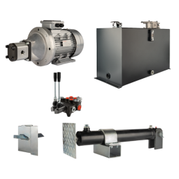 Malkų skaldytuvo hidraulika. Skaldymo galia: 12 tonų. Skaldymo ciklo laikas: 18–21 sekundė. Pavara, siurblys, variklis, 100 litr