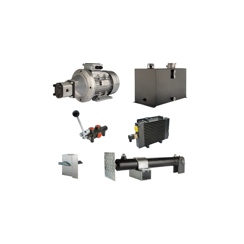 Malkų skaldytuvo hidraulika: skaldymo galia: 8 tonos, skaldymo ciklo laikas: 9–12 sekundžių. Pavara, siurblys, variklis, 75 litr