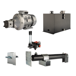 Malkų skaldytuvo hidraulika. Skaldymo galia: 10 tonų. Skaldymo ciklo laikas: 9–12 sekundžių. Pavara, siurblys, variklis, 75 litr