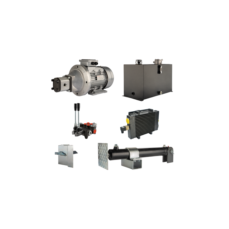 Malkų skaldytuvo hidraulika: skaldymo galia: 6 tonos, skaldymo ciklo laikas: 9–12 sekundžių. Pavara, siurblys, variklis, 75 litr