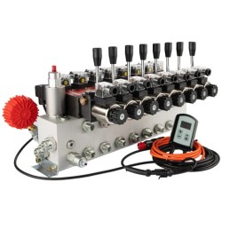 8 sekcijų 12 V hidraulinis skirstytuvo blokas, tipas Cetop 3 NG6, su proporcinio srauto reguliatoriumi, komplektuojamas su ARPWM