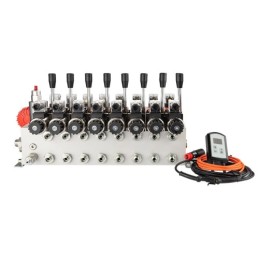 8 sekcijų 12 V hidraulinis skirstytuvo blokas, tipas Cetop 3 NG6, su proporcinio srauto reguliatoriumi, komplektuojamas su ARPWM