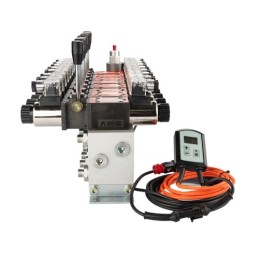 8 sekcijų 12 V hidraulinis skirstytuvo blokas, tipas Cetop 3 NG6, su proporcinio srauto reguliatoriumi, komplektuojamas su ARPWM