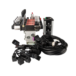 sekcijų 12 V hidraulinis skirstytuvo blokas, tipas Cetop 3 NG6, su proporciniu srauto reguliatoriumi, komplektuojamas su „Salvar