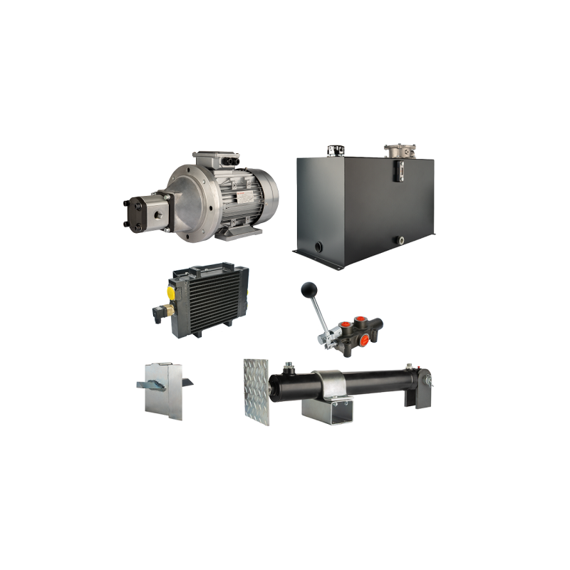 Malkų skaldytuvo hidraulika: skaldymo galia: 8 tonos, skaldymo ciklo laikas: 9–12 sekundžių. Pavara, siurblys, variklis, 100 lit