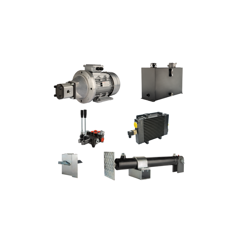 Malkų skaldytuvo hidraulika: skaldymo galia: 8 tonos, skaldymo ciklo laikas: 9–12 sekundžių. Pavara, siurblys, variklis, 45 litr