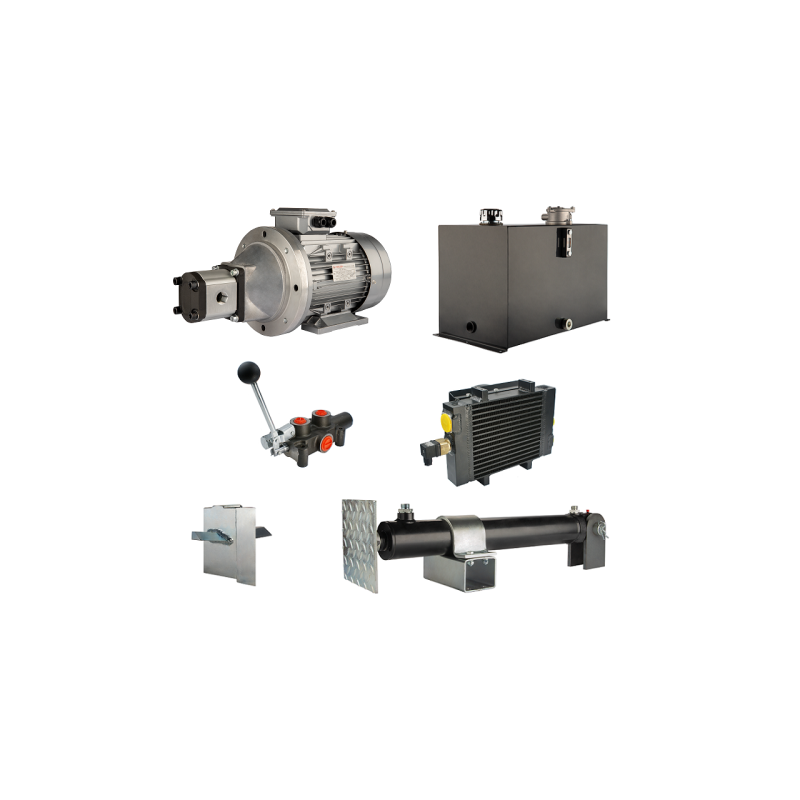 Malkų skaldytuvo hidraulika: skaldymo galia: 10 tonų, skaldymo ciklo laikas: 9–12 sekundžių. Pavara, siurblys, variklis, 75 litr