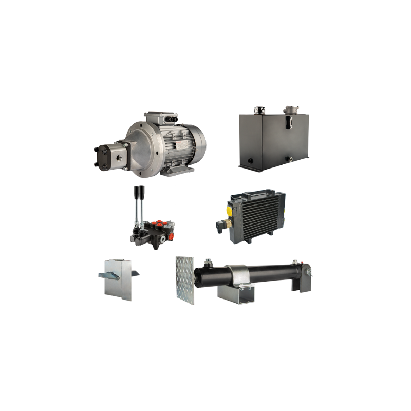 Malkų skaldytuvo hidraulika. Skaldymo galia: 12 tonų. Skaldymo ciklo laikas: 14–17 sekundžių. Pavara, siurblys, variklis, 45 lit