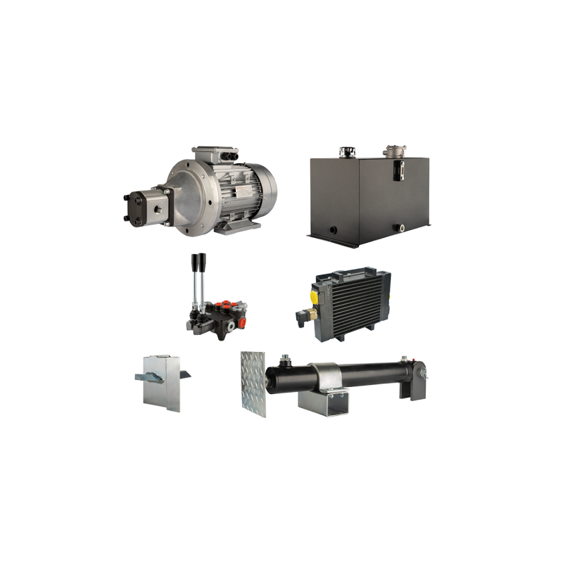 Malkų skaldytuvo hidraulika. Skaldymo galia: 12 tonų. Skaldymo ciklo laikas: 18–21 sekundė. Pavara, siurblys, variklis, 75 litrų