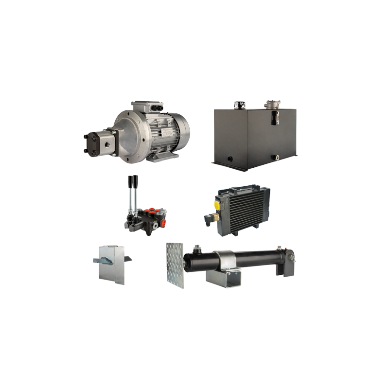 Malkų skaldytuvo hidraulika. Skaldymo galia: 12 tonų. Skaldymo ciklo laikas: 14–17 sekundžių. Pavara, siurblys, variklis, 75 lit