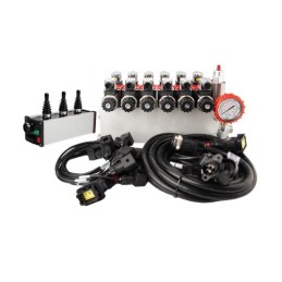 sekcijų 12 V hidraulinis skirstytuvo blokas, tipas Cetop 3 NG6, su proporciniu srauto reguliatoriumi, komplektuojamas su „Salvar