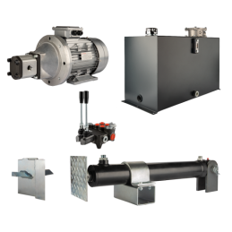 Malkų skaldytuvo hidraulika. Skaldymo galia: 16 tonų. Skaldymo ciklo laikas: 11–14 sekundžių. Pavara, siurblys, variklis, 75 lit