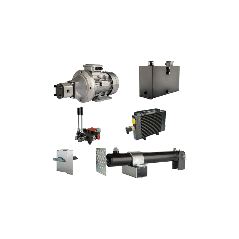 Malkų skaldytuvo hidraulika. Skaldymo galia: 16 tonų. Skaldymo ciklo laikas: 11–14 sekundžių. Pavara, siurblys, variklis, 45 lit