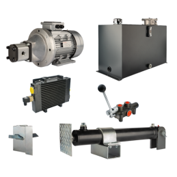 Malkų skaldytuvo hidraulika. Skaldymo galia: 19 tonų. Skaldymo ciklo laikas: 14–17 sekundžių. Pavara, siurblys, variklis, 100 li