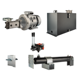 Malkų skaldytuvo hidraulika. Skaldymo galia: 14 tonų. Skaldymo ciklo laikas: 12–16 sekundžių. Pavara, siurblys, variklis, 100 li