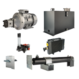 Malkų skaldytuvo hidraulika. Skaldymo galia: 19 tonų. Skaldymo ciklo laikas: 14–17 sekundžių. Pavara, siurblys, variklis, 100 li