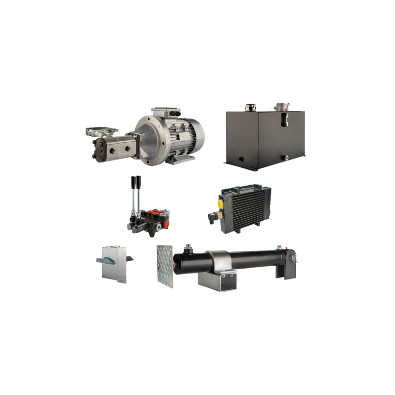 Malkų skaldytuvo hidraulika. Skaldymo galia: 16 tonų. Skaldymo ciklo laikas: 17–20 sekundžių. Pavara, siurblys, variklis, 75 lit