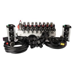 sekcijų 12 V hidraulinis skirstytuvo blokas, tipas Cetop 3 NG6, su proporciniu srauto reguliatoriumi, komplektuojamas su dviem „