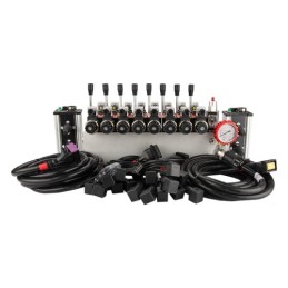 sekcijų 12 V hidraulinis skirstytuvo blokas, tipas Cetop 3 NG6, su proporciniu srauto reguliatoriumi, komplektuojamas su dviem „