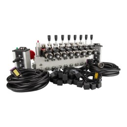 sekcijų 12 V hidraulinis skirstytuvo blokas, tipas Cetop 3 NG6, su proporciniu srauto reguliatoriumi, komplektuojamas su dviem „